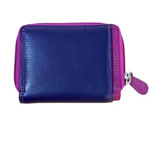 Graffiti Golunski Genuine Leather RFID Wallet Zip Closure Color Block Pink 80s